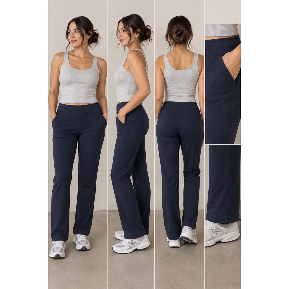 Pure Jill Affinity French Terry Slim Leg Pants Navy S Quiet Luxury Minimalist